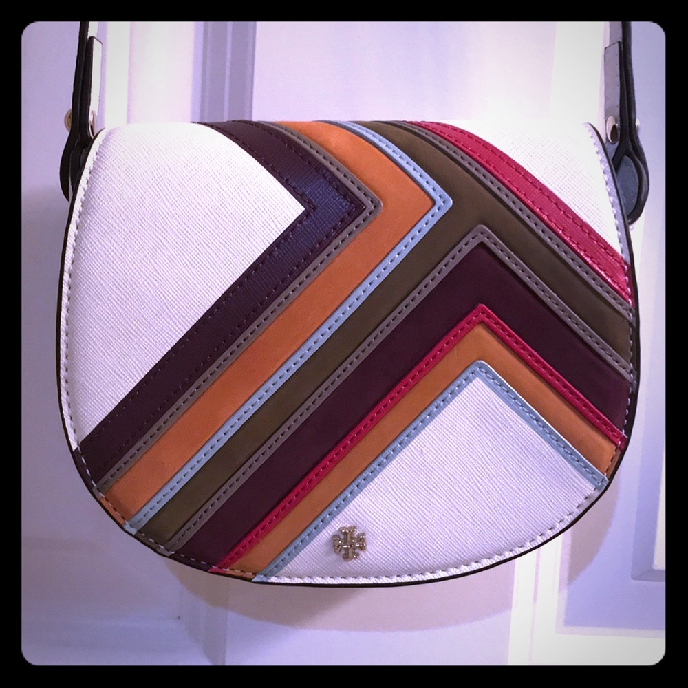 Tory burch Robinson mini saddlebag multi stripe